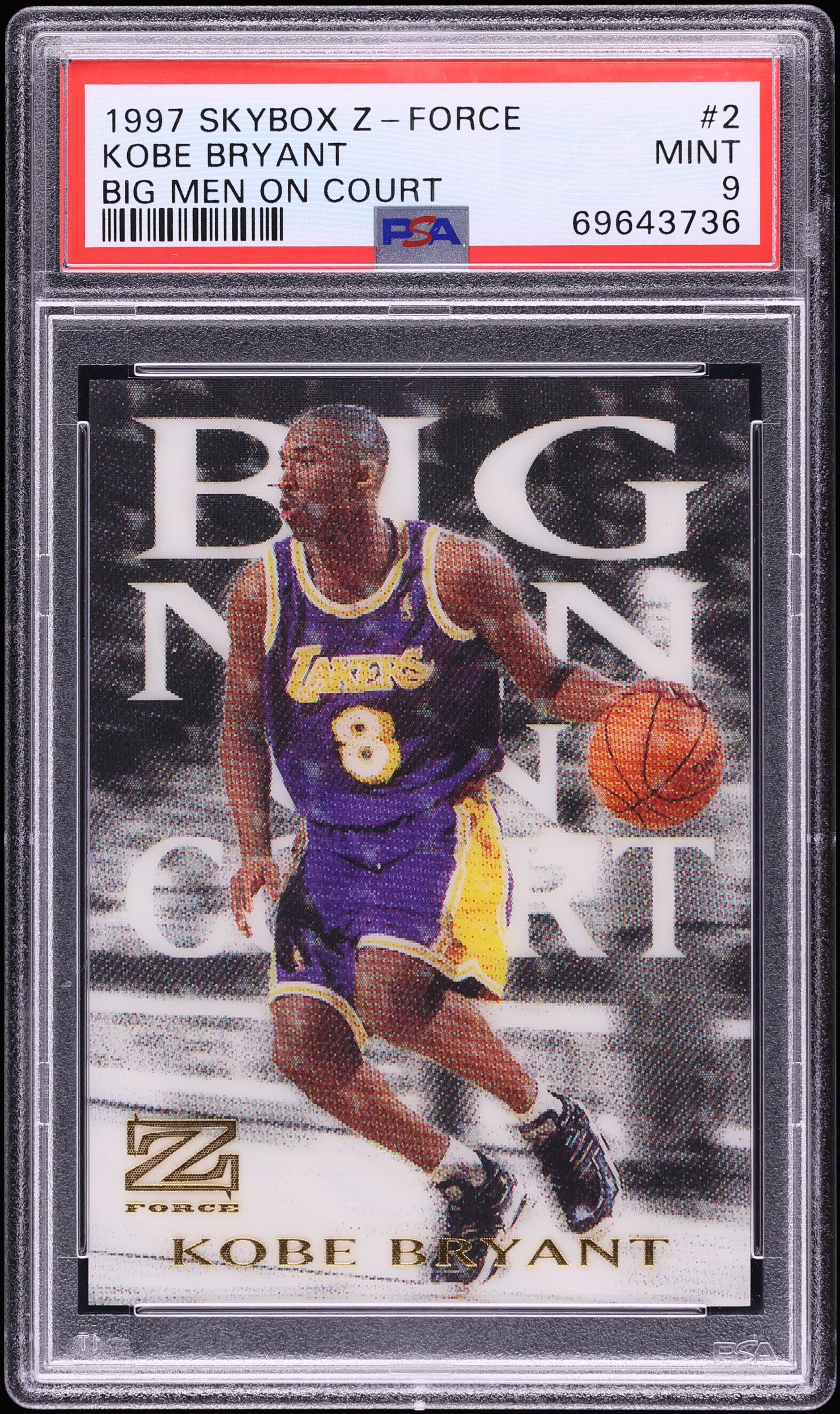 1997 Skybox Z-Force Big Men On Court Kobe Bryant #2 PSA 9 MINT on