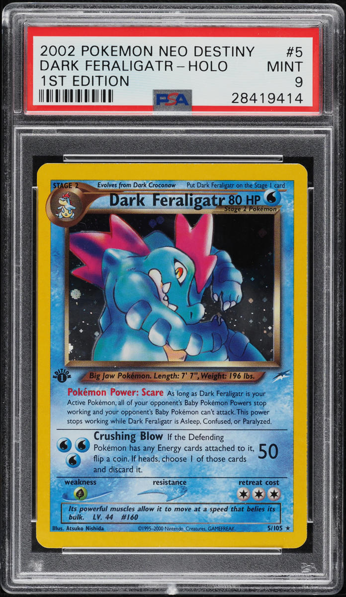 2002 Pokemon Neo Destiny 1st Edition Holo Dark Feraligatr #5 PSA 9 MINT