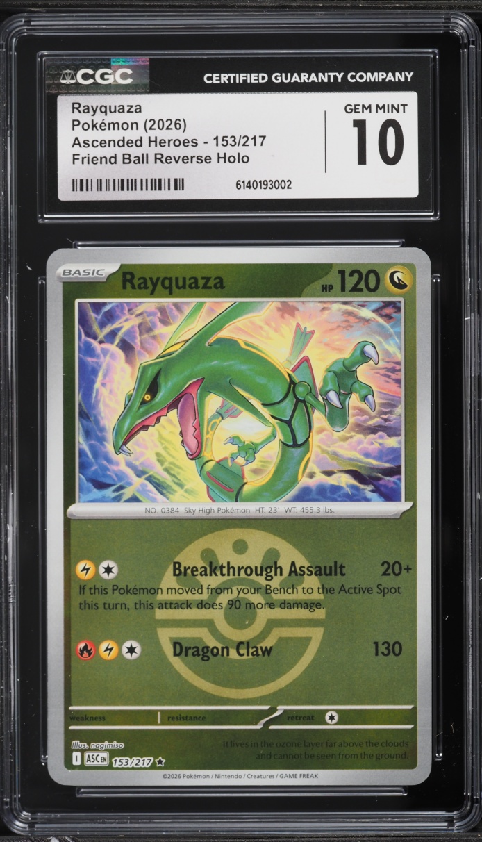 2026 Pokemon Mega Evolution Ascended Heroes Friend Ball Holo Rayquaza #153 CGC 10 GEM MINT