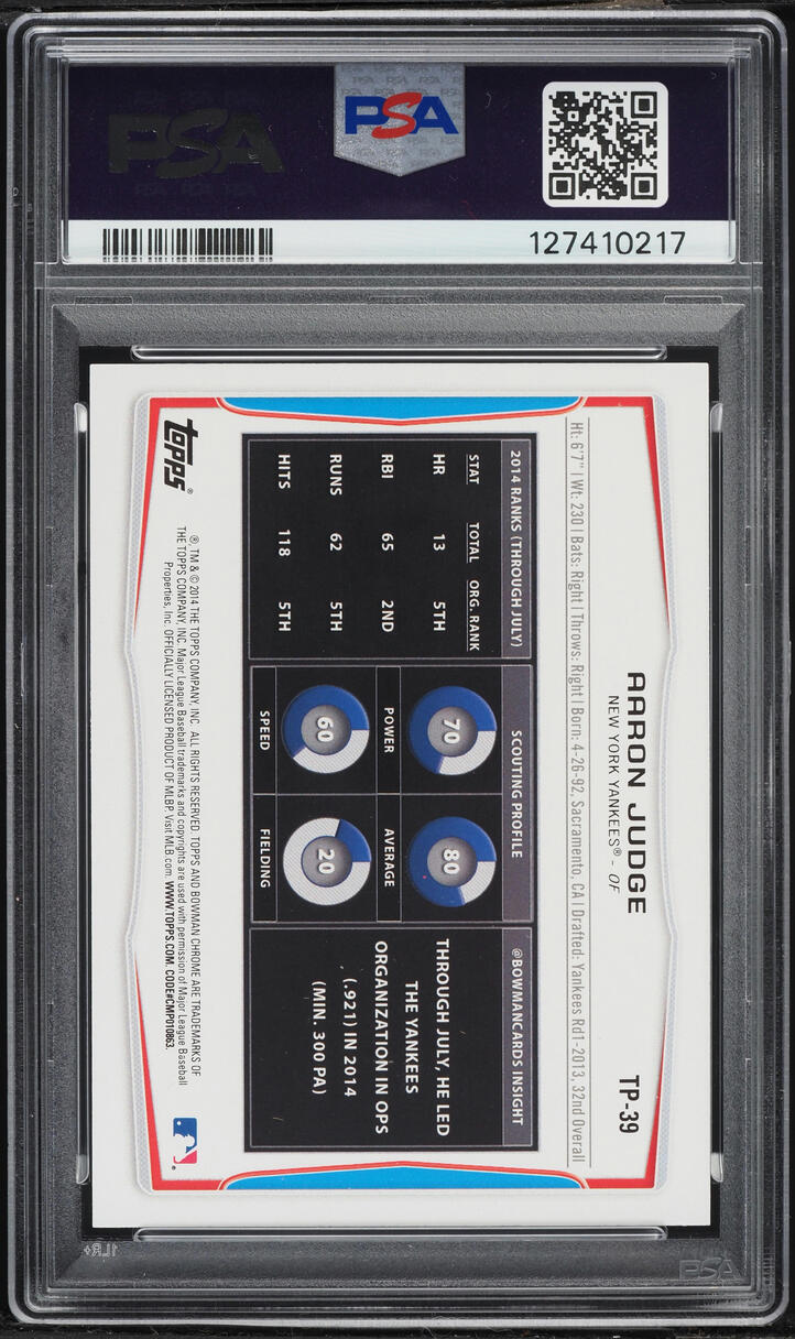 2014 Bowman Draft Aaron Judge PROSPECT #TP-39 PSA 8.5 NM-MT+