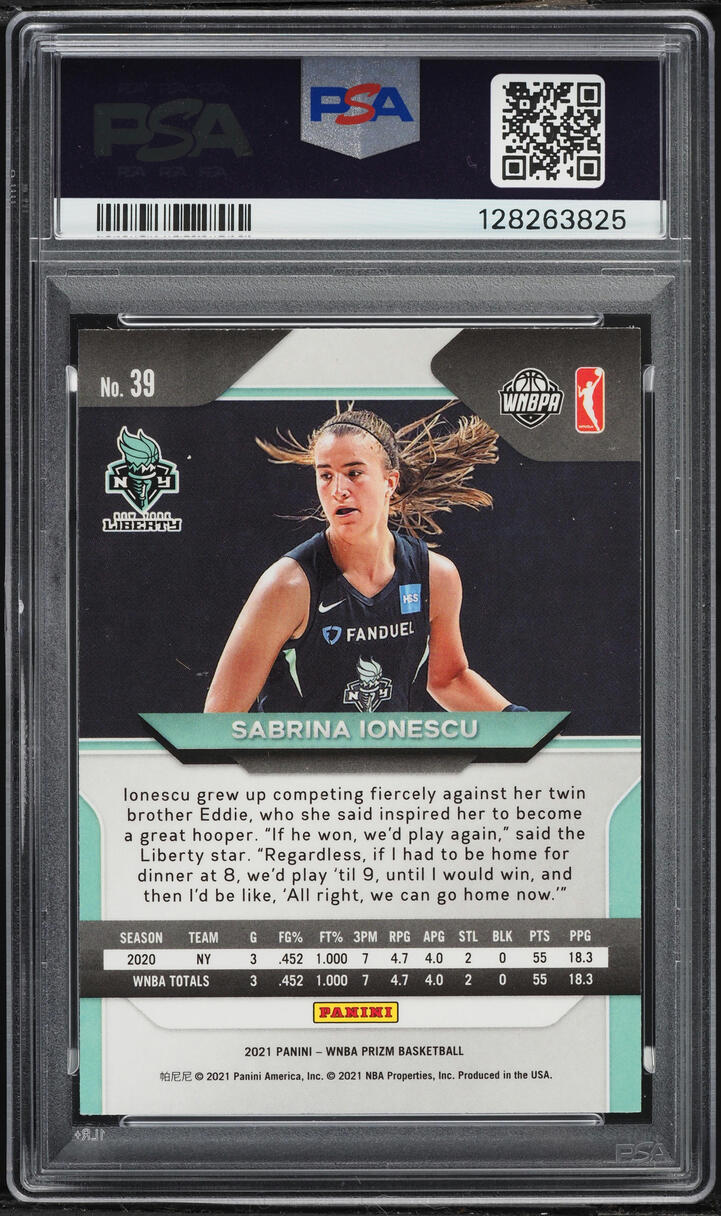 2021 Panini Prizm WNBA Sabrina Ionescu #39 PSA 8 NM-MT