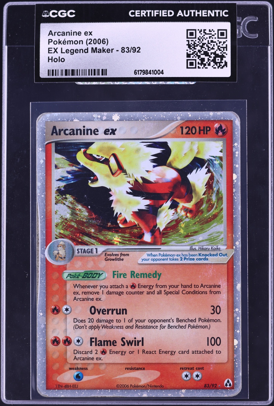 2006 Pokemon Ex Legend Maker Holo Arcanine Ex #83 CGC AUTH