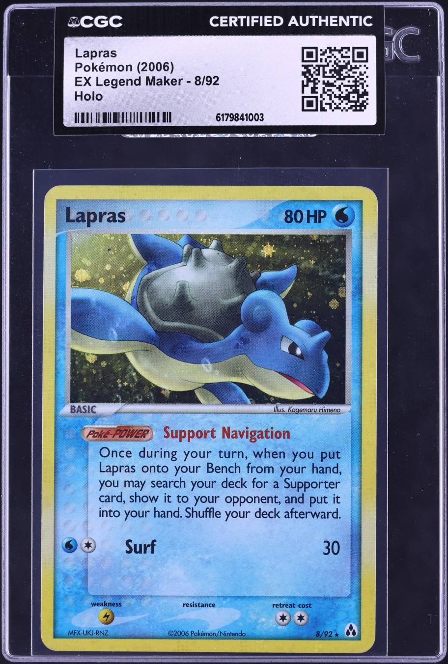 2006 Pokemon EX Legend Maker Holo Lapras #8 CGC AUTH