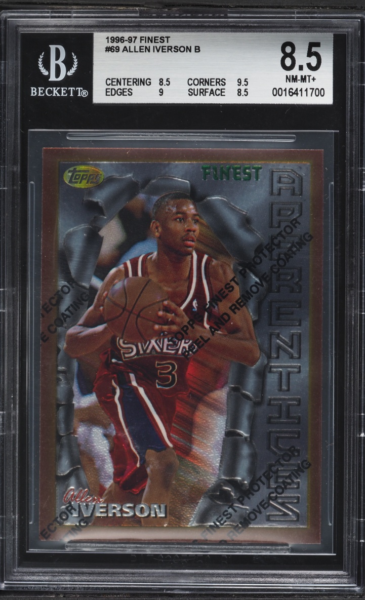 1996 Finest Basketball w/ Coating Allen Iverson ROOKIE #69 BGS 8.5 NM-MT+