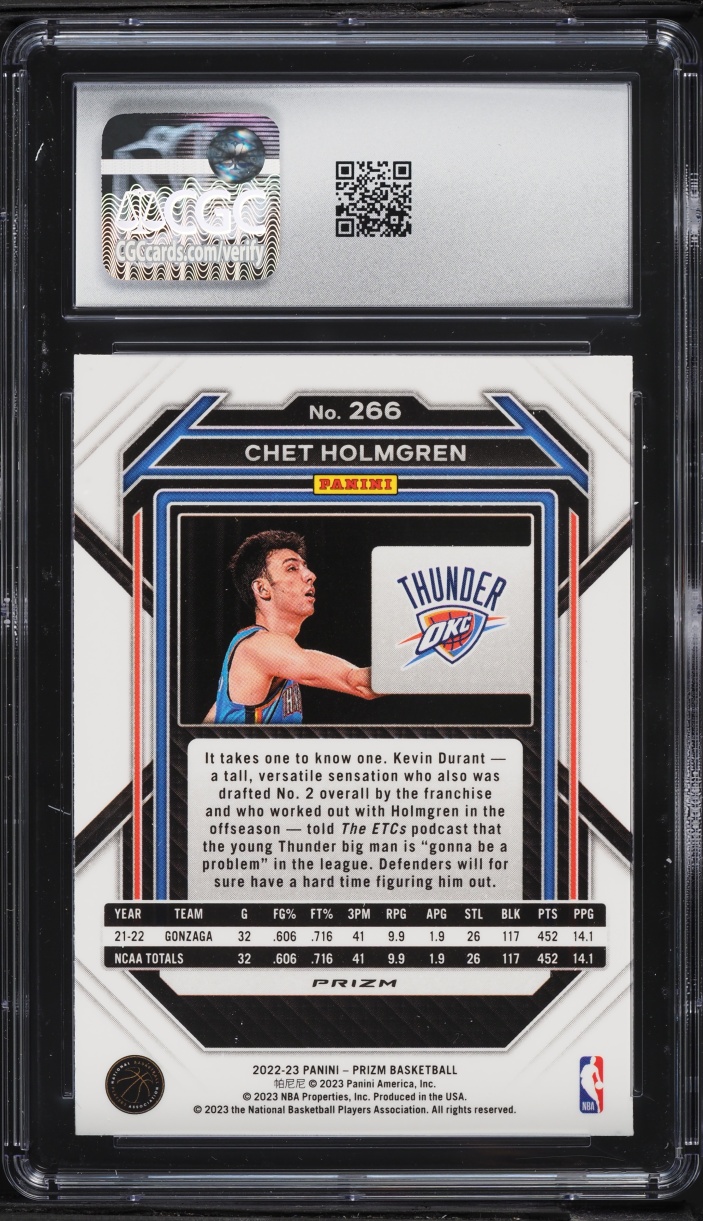 2022 Panini Prizm Ice Chet Holmgren ROOKIE #266 CGC 9 MINT