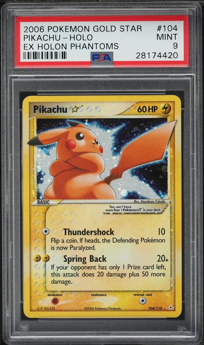 2006 Pokemon EX Holon Phantoms Holo Pikachu Gold Star #104 PSA 9 MINT