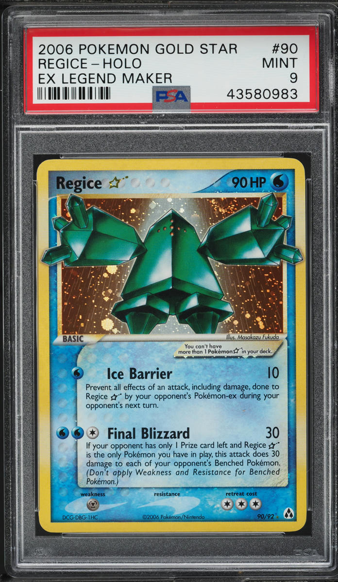 2006 Pokemon EX Legend Maker Holo Regice Gold Star #90 PSA 9 MINT