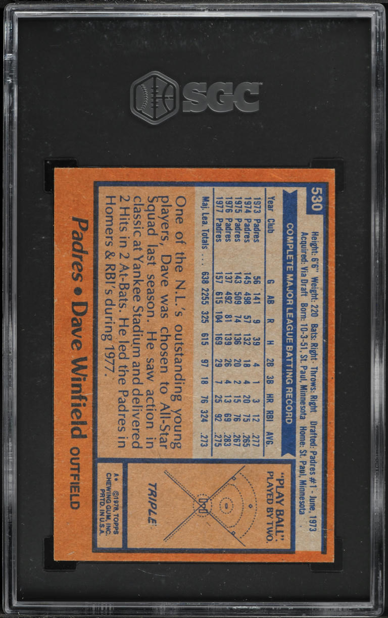 1978 Topps Dave Winfield #530 SGC 8 NM-MT