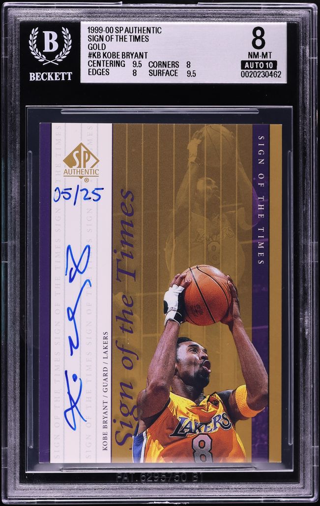 1999 SP Authentic Sign Of The Times Gold Kobe Bryant AUTO /25 #KB BGS 8 NM-MT