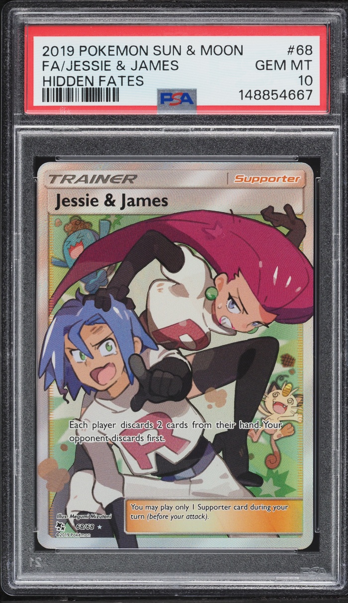 2019 Pokemon Sun & Moon Hidden Fates Full Art Jessie & James #68 PSA 10 GEM MINT