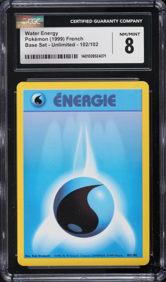 1999 Pokemon French Base Set Water Energy #102 CGC 8 NM-MT