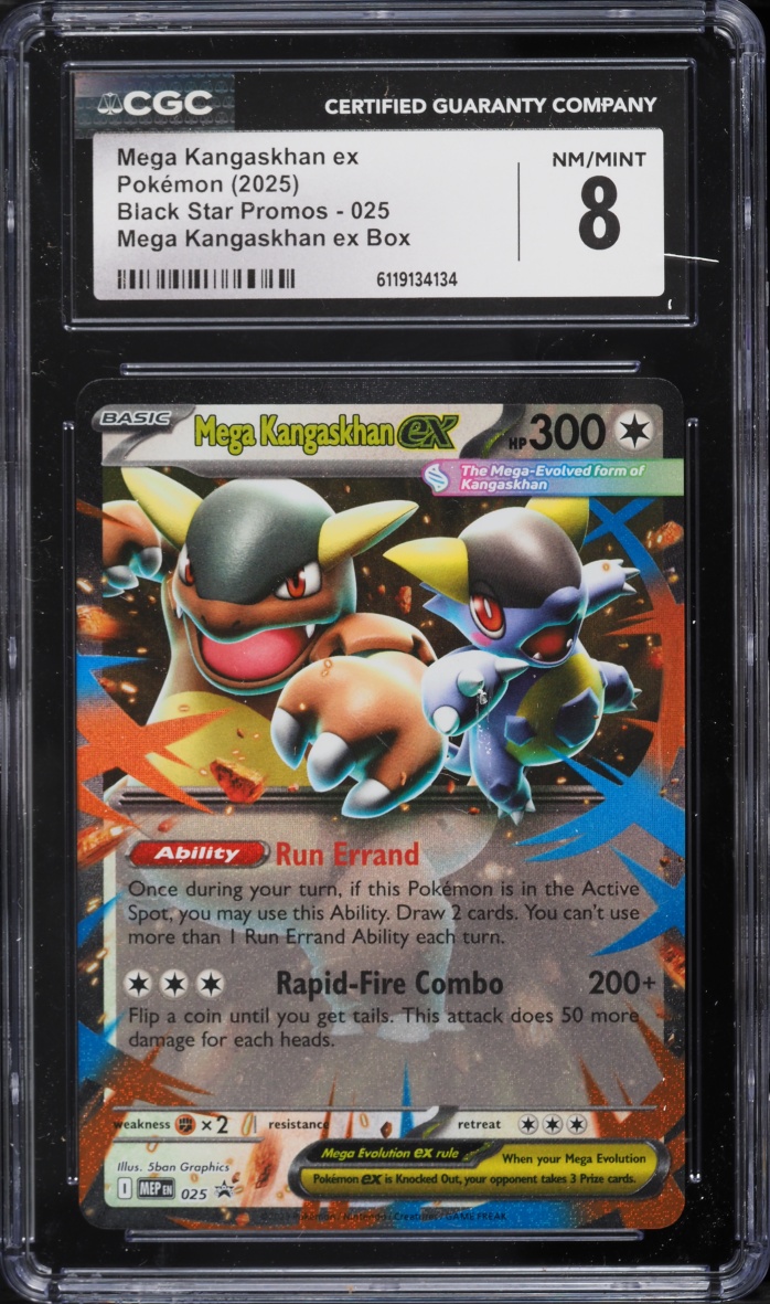 2025 Pokemon Mega Evolution Black Star Promo Box Mega Kangaskhan Ex #25 CGC 8 NM-MT