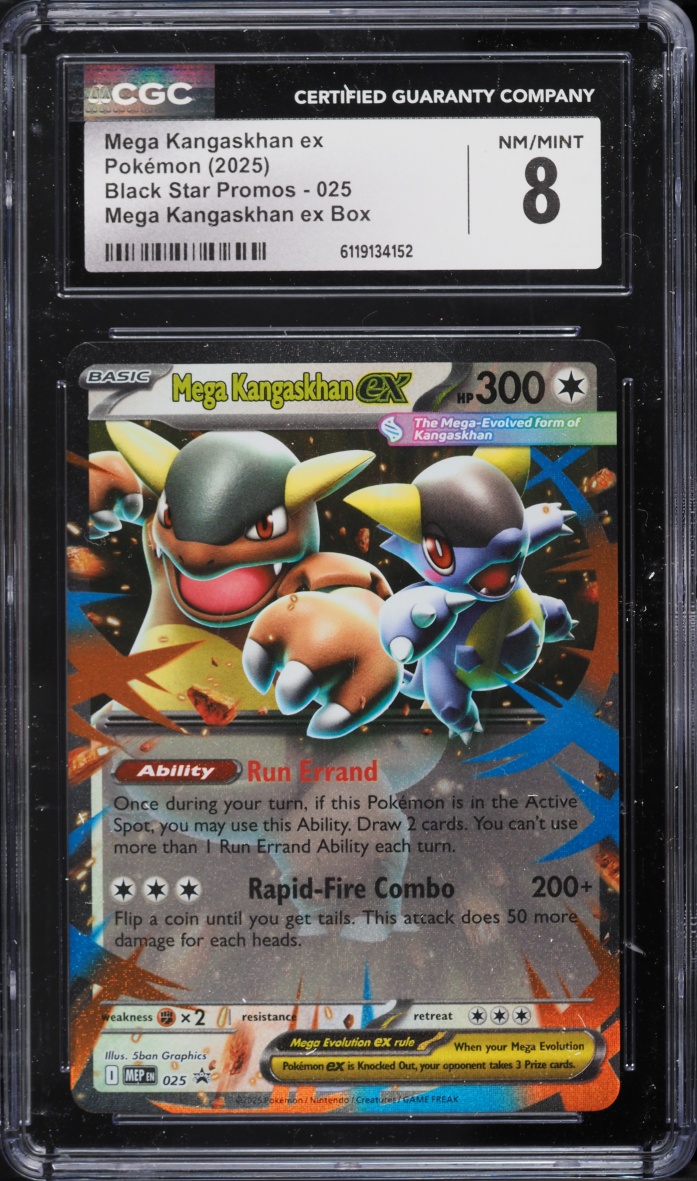 2025 Pokemon Mega Evolution Black Star Promo Box Mega Kangaskhan Ex #25 CGC 8 NM-MT