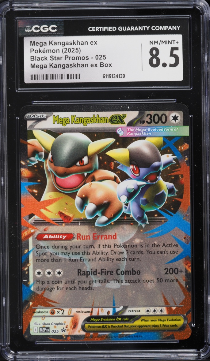 2025 Pokemon Mega Evolution Black Star Promo Box Mega Kangaskhan Ex #25 CGC 8.5 NM-MT+