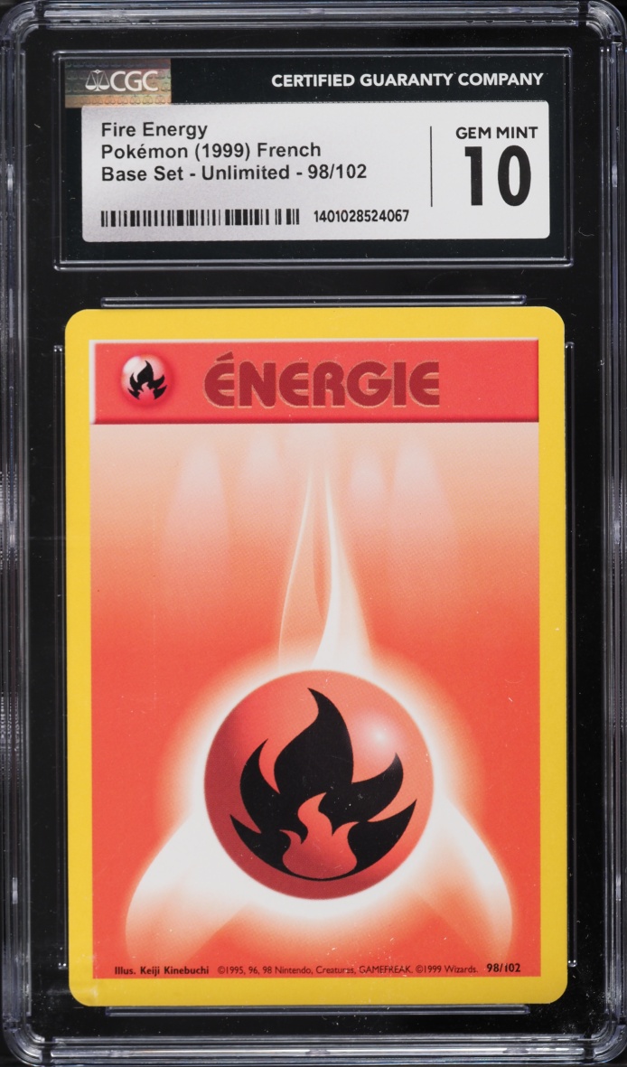 1999 Pokemon French Base Set Fire Energy #98 CGC 10 GEM MINT
