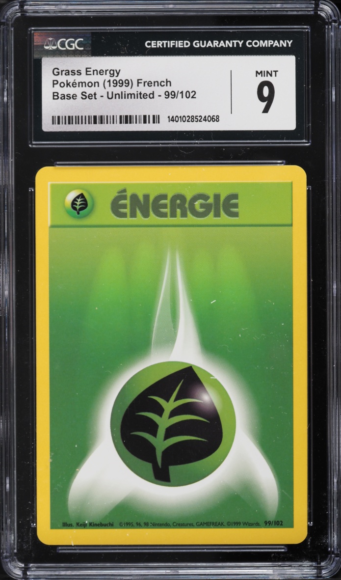 1999 Pokemon French Base Set Grass Energy #99 CGC 9 MINT