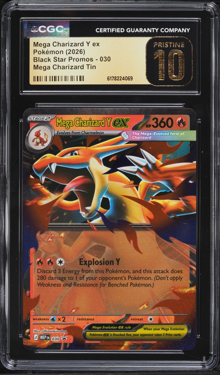 2026 Pokemon Mega Evolution Black Star Promo Tin Mega Charizard Y Ex #30 CGC 10 PRISTINE