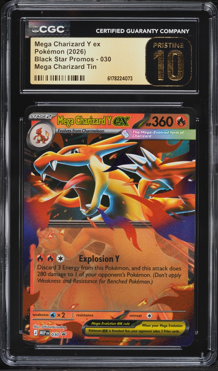 2026 Pokemon Mega Evolution Black Star Promo Tin Mega Charizard Y Ex #30 CGC 10 PRISTINE