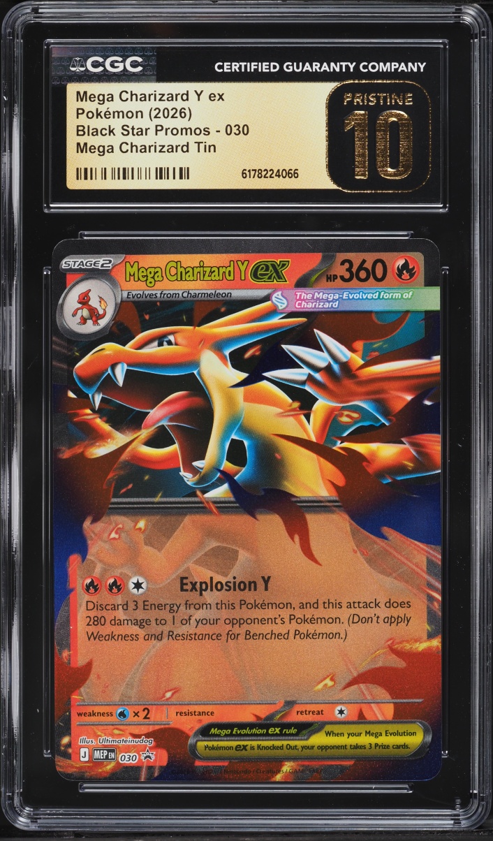 2026 Pokemon Mega Evolution Black Star Promo Tin Mega Charizard Y Ex #30 CGC 10 PRISTINE