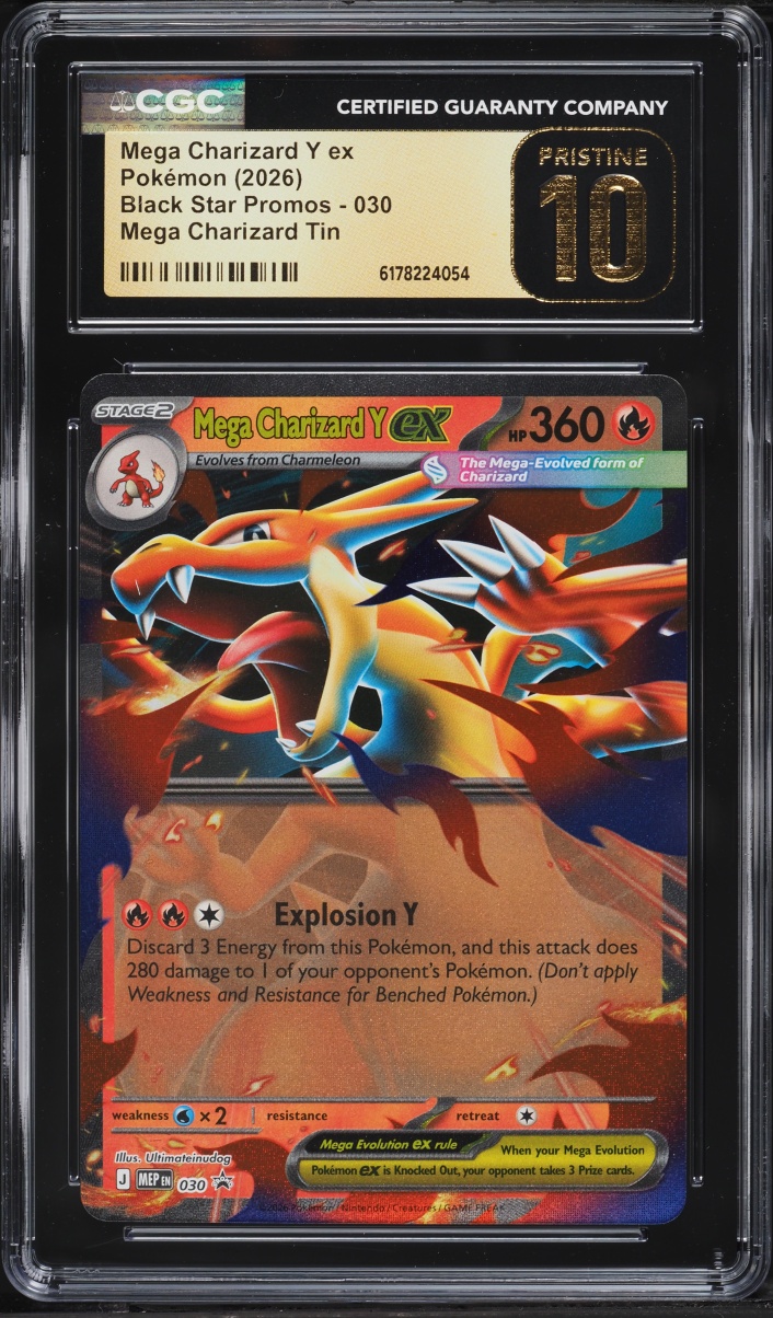 2026 Pokemon Mega Evolution Black Star Promo Tin Mega Charizard Y Ex #30 CGC 10 PRISTINE
