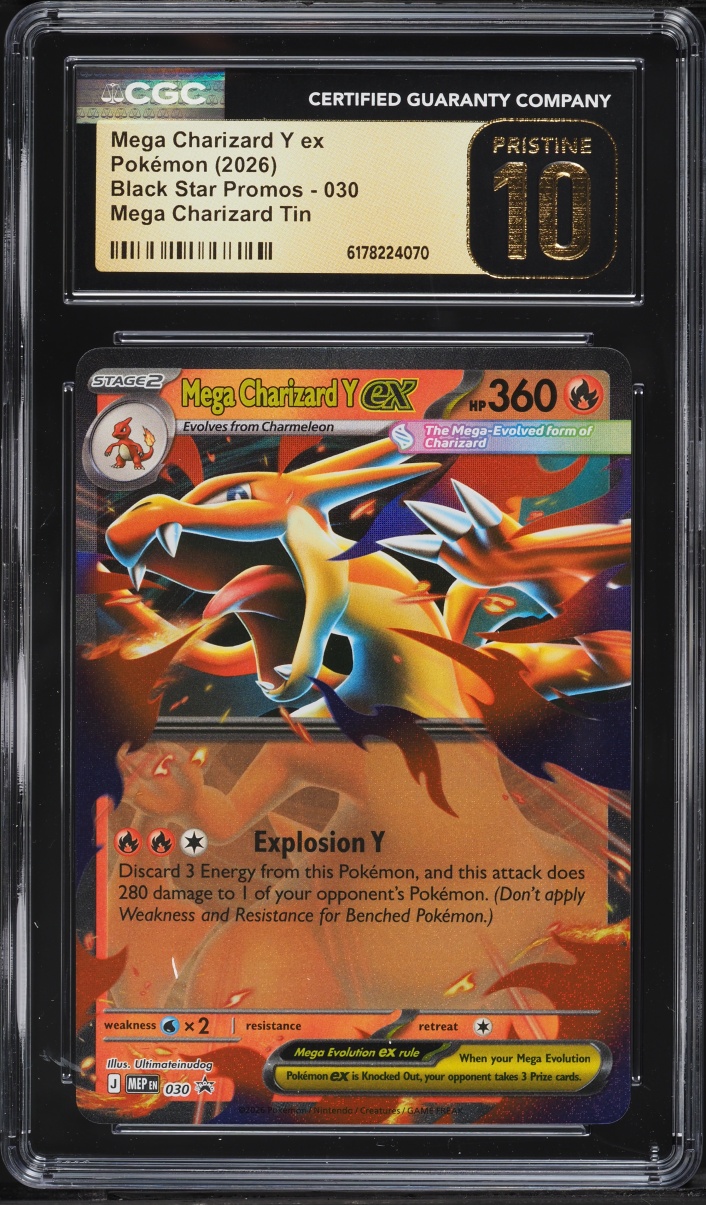 2026 Pokemon Mega Evolution Black Star Promo Tin Mega Charizard Y Ex #30 CGC 10 PRISTINE