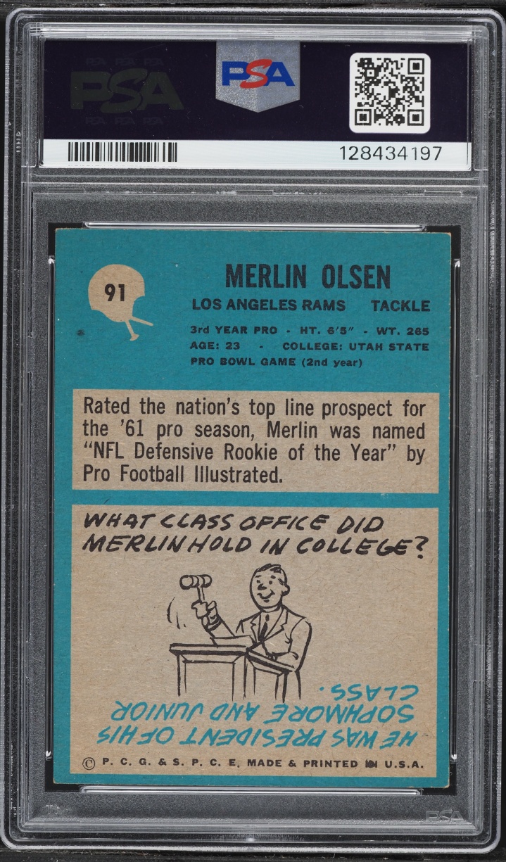 1964 Philadelphia Merlin Olsen ROOKIE #91 PSA 5 EX