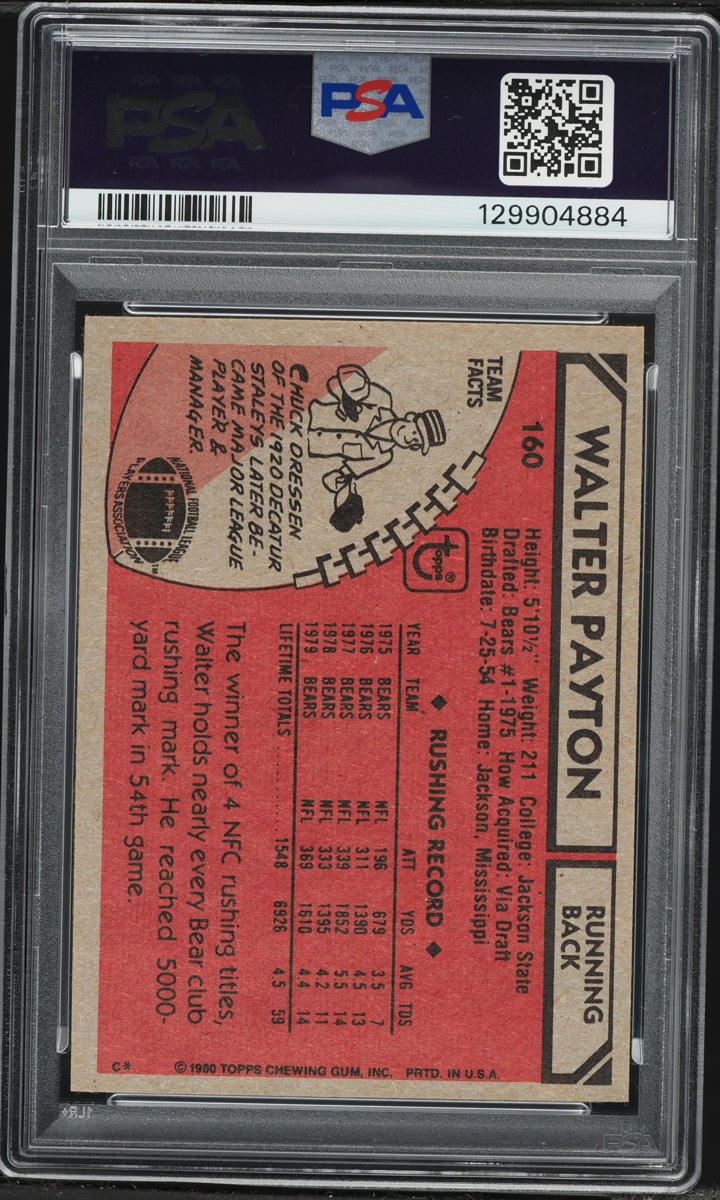 1980 Topps Football Walter Payton ALL-PRO #160 PSA 9 MINT