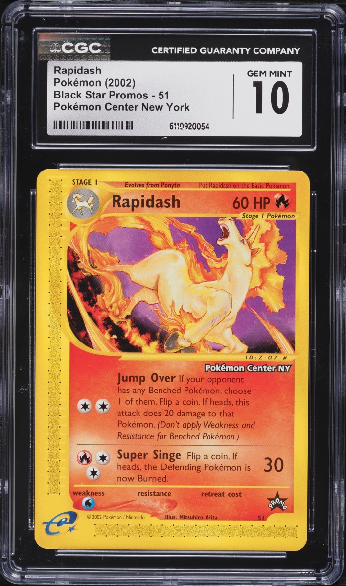 2002 Pokemon Black Star Promo Center New York Rapidash #51 CGC 10 GEM MINT