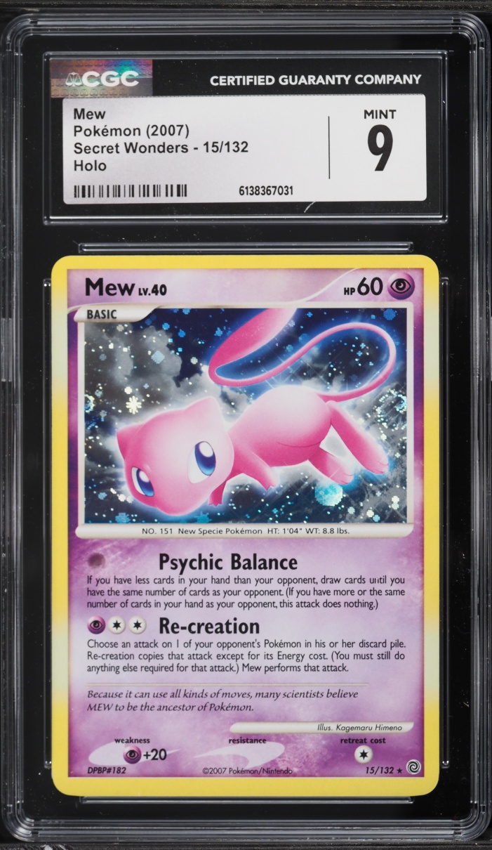 2007 Pokemon Diamond & Pearl Secret Wonders Holo Mew #15 CGC 9 MINT