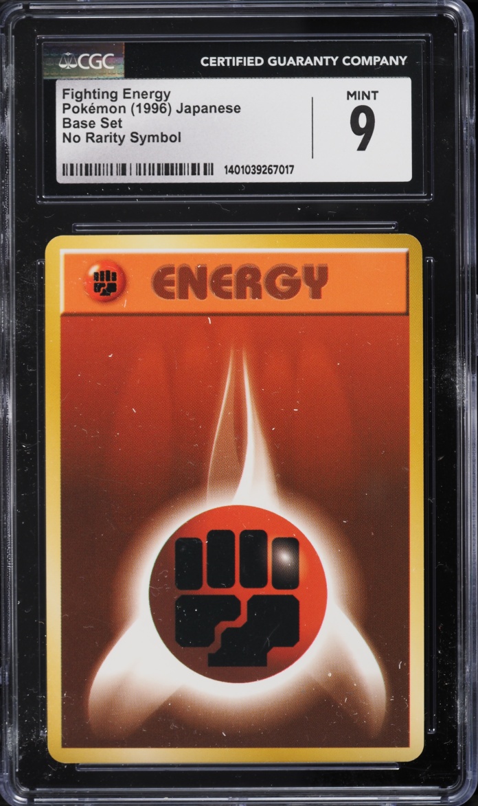 1996 Pokemon Japanese Base Set No Rarity Symbol Fighting Energy CGC 9 MINT