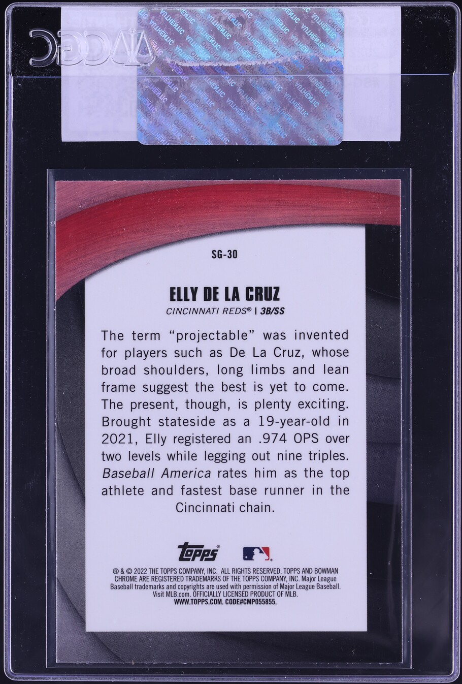 2022 Bowman Chrome Shades Of Greatness Elly De La Cruz PROSPECT #SG-30 CGC AUTH