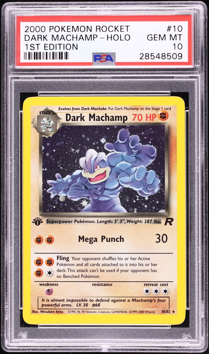 2000 Pokemon Team Rocket 1st Edition Holo Dark Machamp #10 PSA 10 GEM MINT