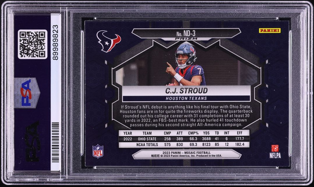 2023 Panini Mosaic Debut Green C.J. Stroud ROOKIE #ND3 PSA 9 MINT