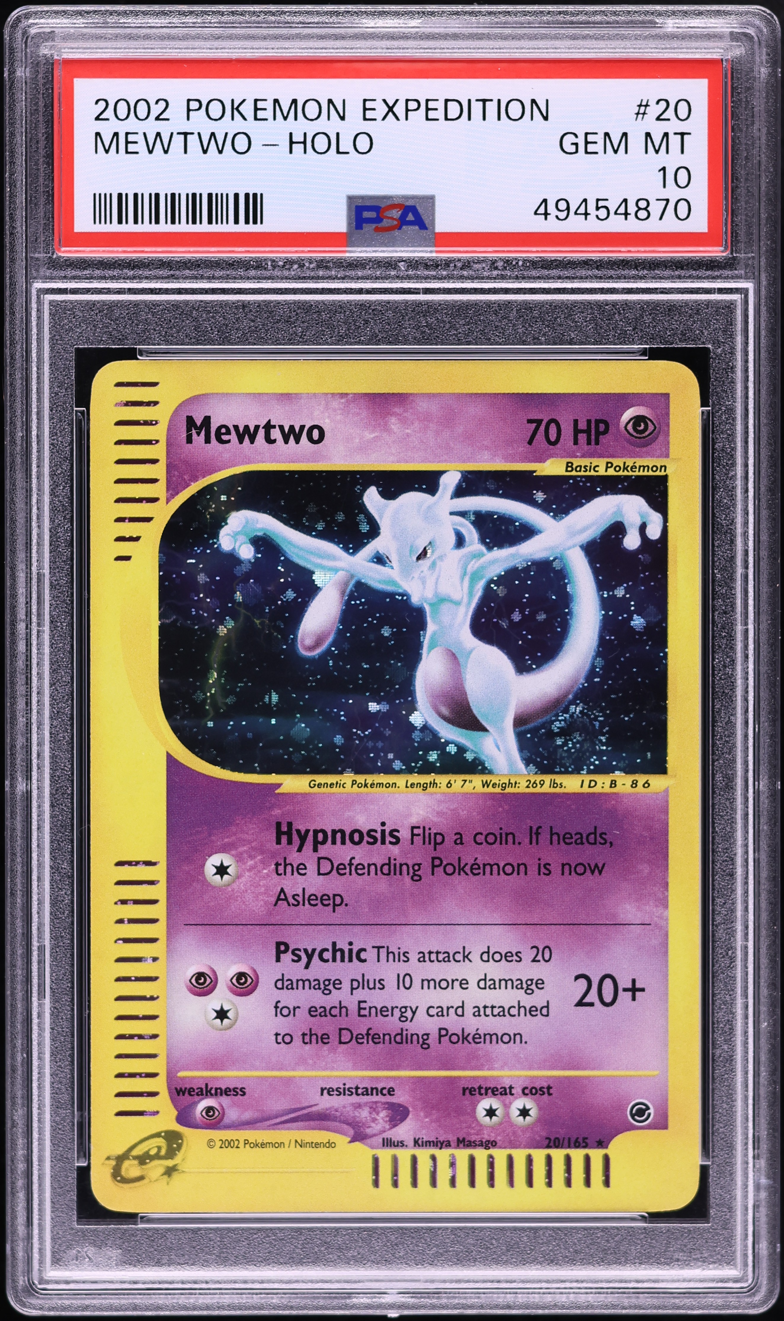 2002 Pokemon Expedition Holo Mewtwo #20 PSA 10 GEM MINT