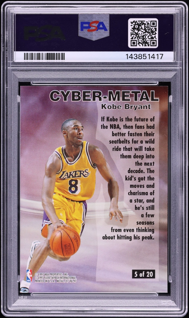 1996 Metal Cyber-Metal Kobe Bryant ROOKIE #5 PSA 7 NRMT