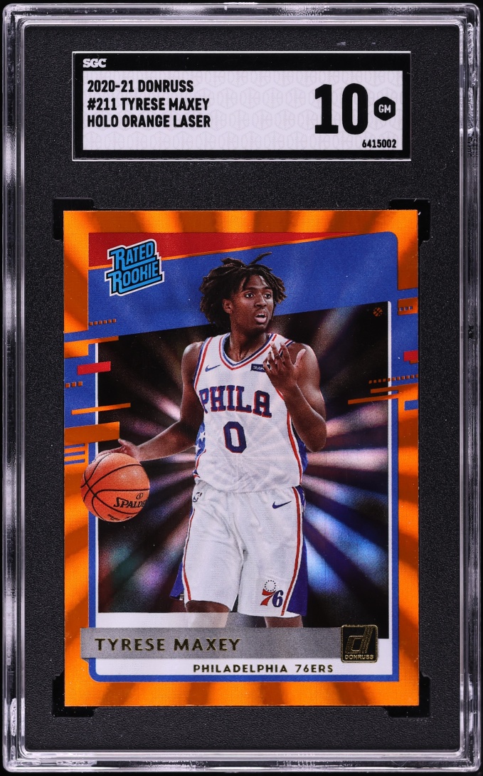 2020 Donruss Orange Laser Tyrese Maxey ROOKIE #211 SGC 10 GEM MINT