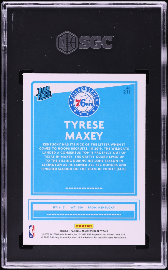 2020 Donruss Orange Laser Tyrese Maxey ROOKIE #211 SGC 10 GEM MINT