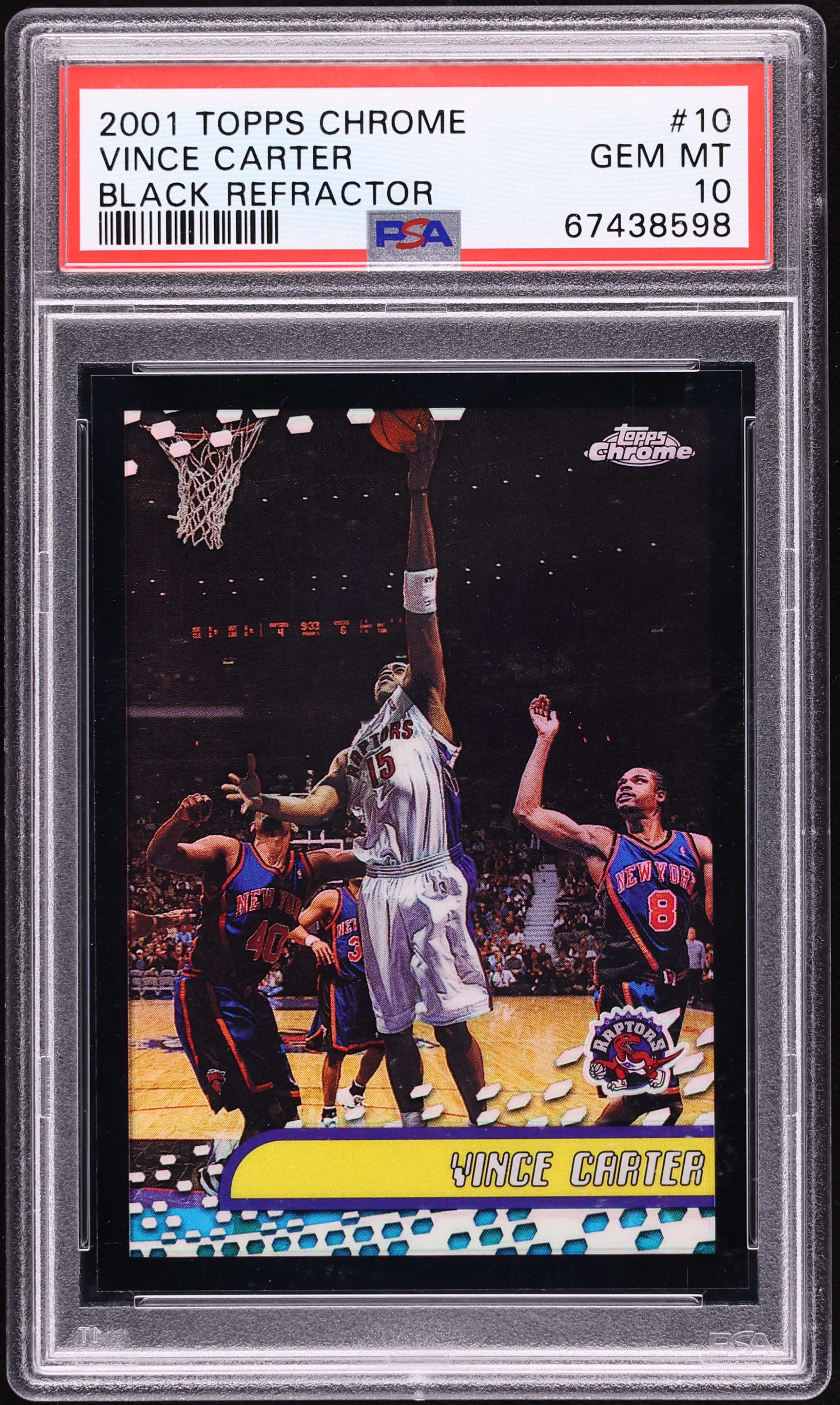 2001 Topps Chrome Black Refractor Vince Carter /50 #10 PSA 10 GEM