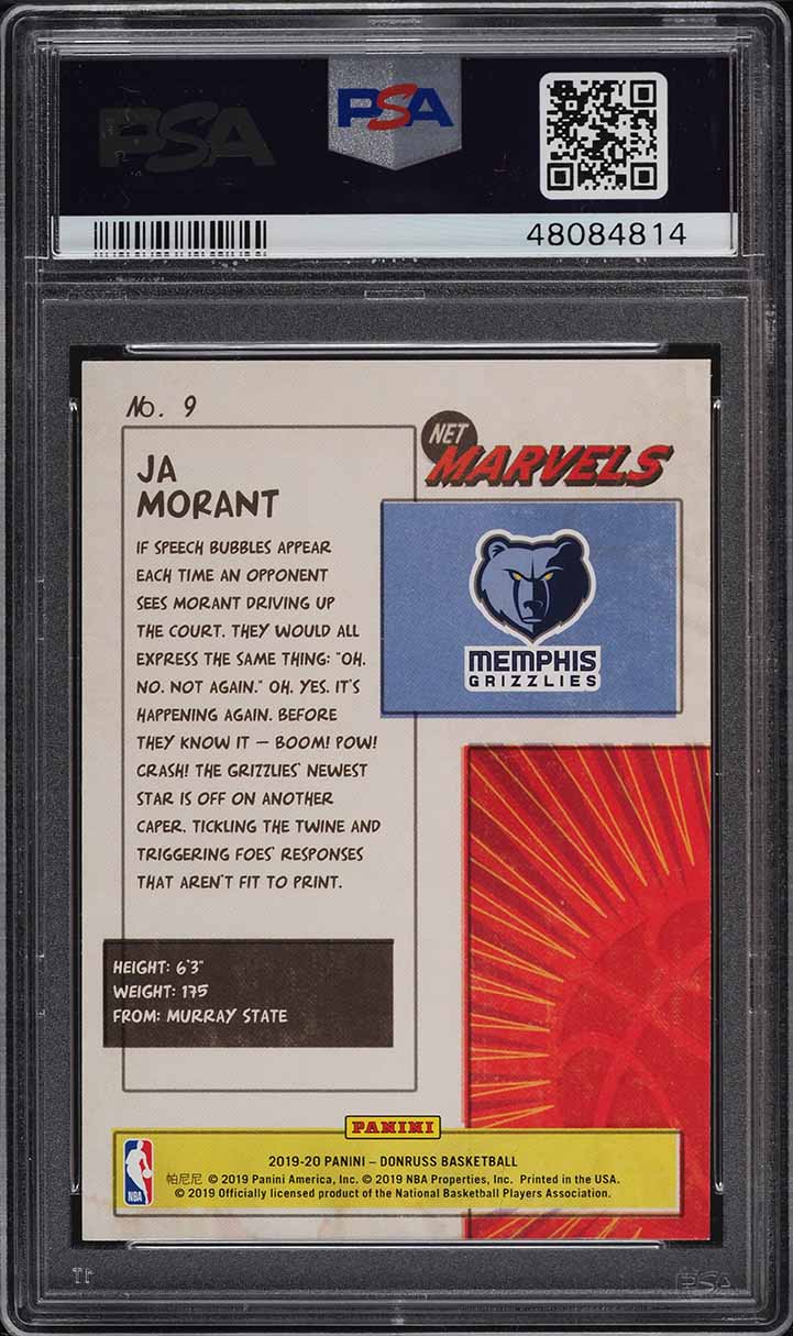 2019 Donruss Net Marvels Ja Morant ROOKIE #9 PSA 9 MINT