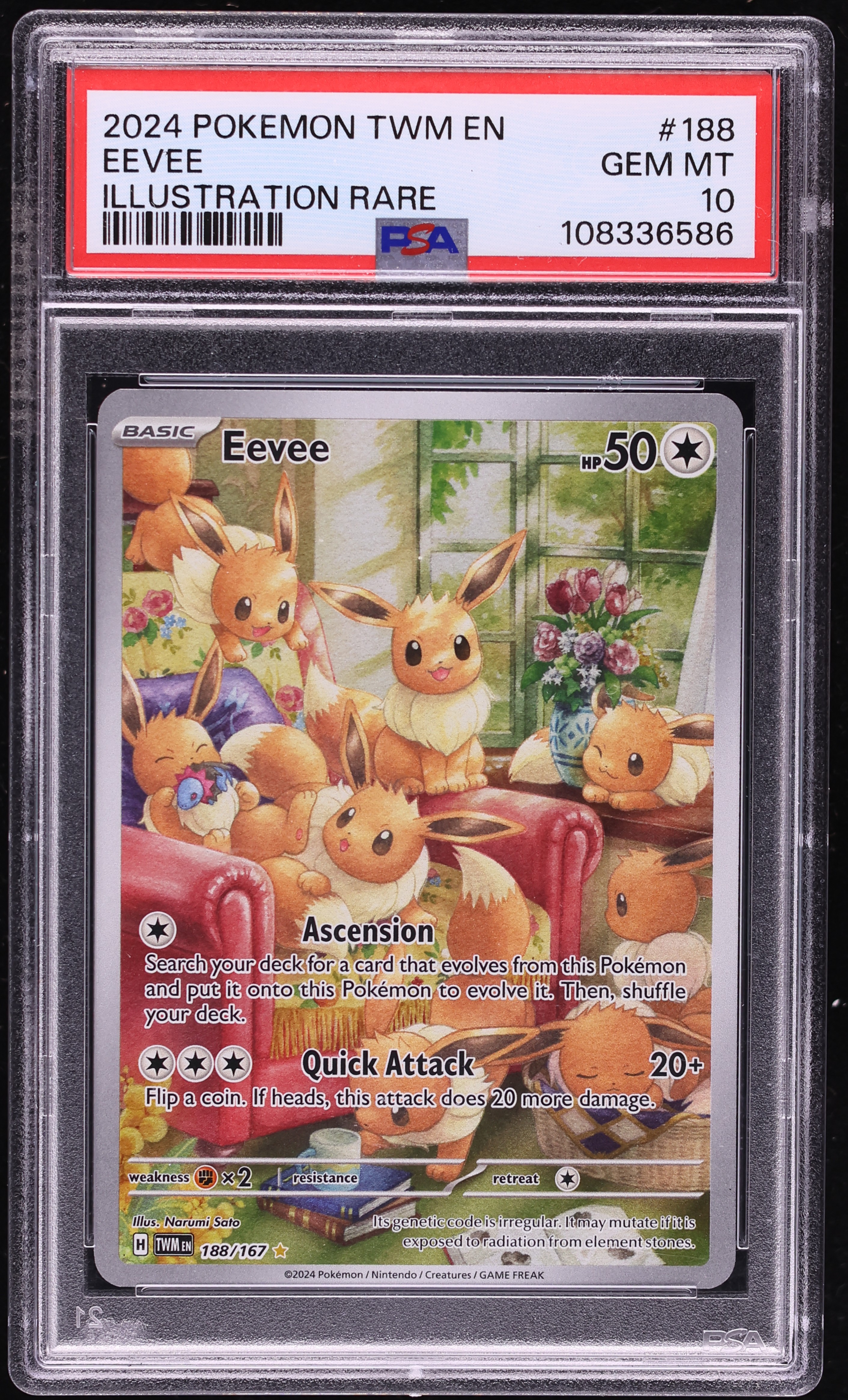 2024 Pokemon Scarlet & Violet Twilight Masquerade IR Eevee #188 PSA 10 GEM MINT