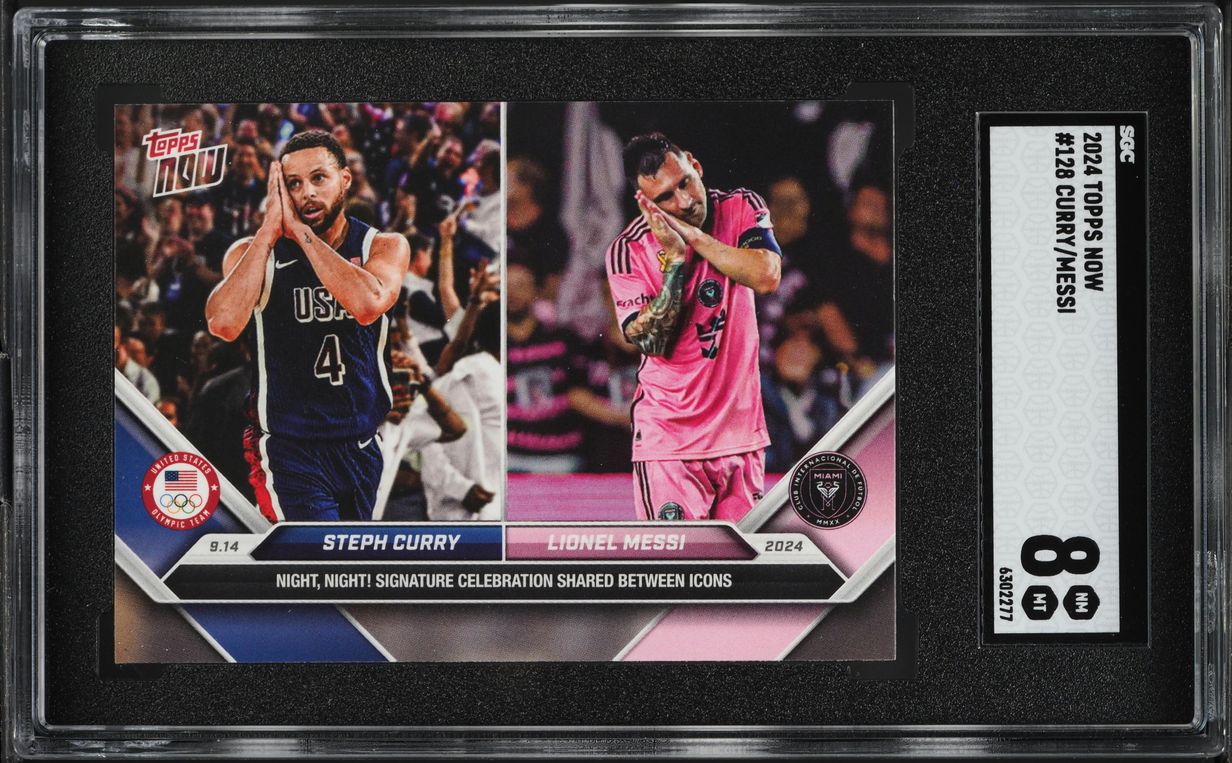 2024 Topps Now Stephen Curry Lionel Messi #128 SGC 8 NM-MT