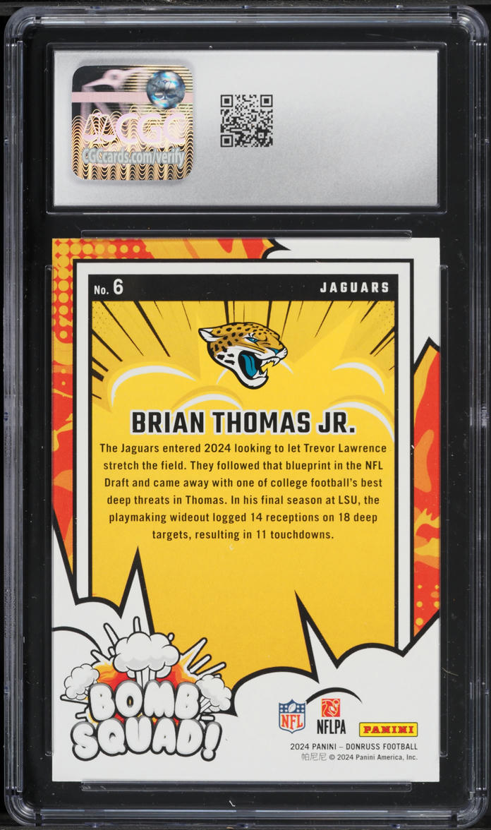 2024 Donruss Bomb Squad! Brian Thomas Jr. ROOKIE #6 CGC 9 MINT