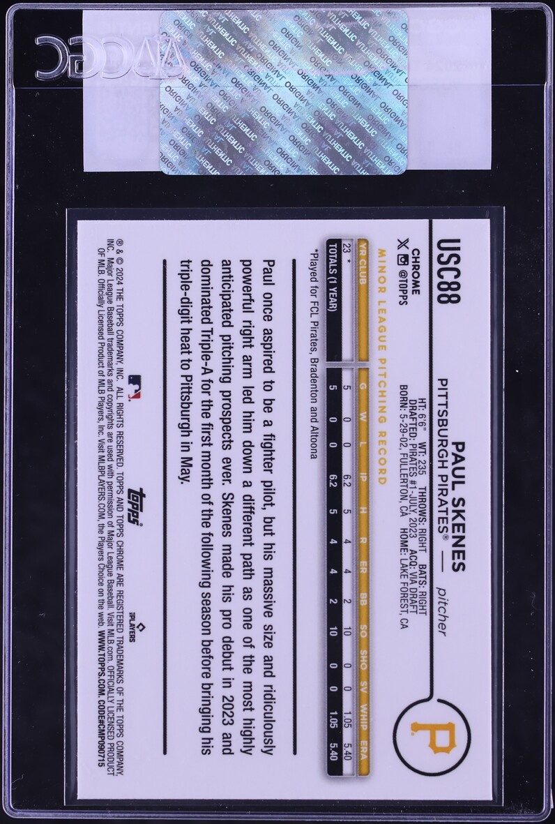 2024 Topps Chrome Update Paul Skenes ROOKIE #USC88 CGC AUTH
