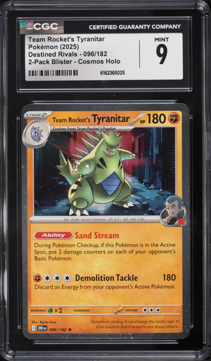 2025 Pokemon Scarlet & Violet Destined Rivals Cosmos Holo Team Rocket's Tyranitar #96 CGC 9