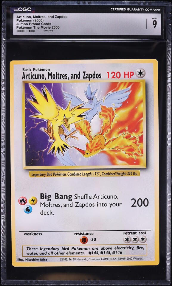 2000 Pokemon Promo The Movie Jumbo Articuno Moltres & Zapdos CGC 9 MINT