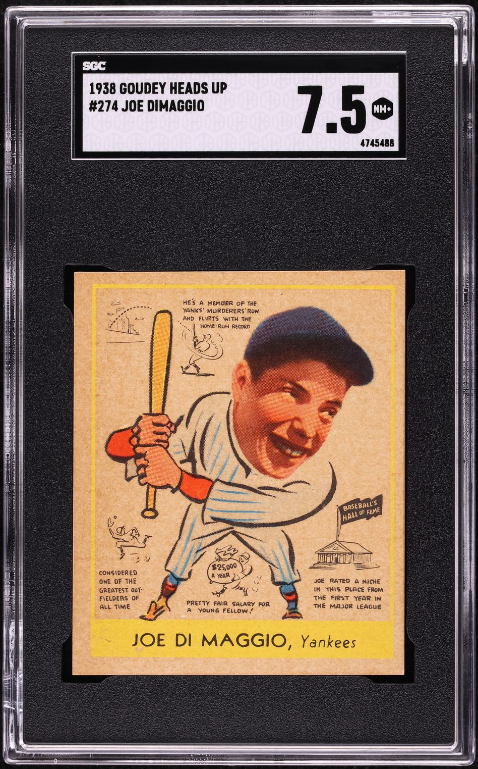 1938 Goudey Heads-Up Joe DiMaggio #274 SGC 7.5 NRMT+