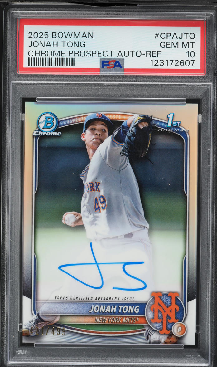 2025 Bowman Chrome Jonah Tong PROSPECT AUTO /499 #CPA-JTO PSA 10 GEM MINT