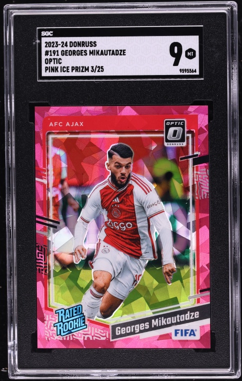 2023 Donruss Optic Pink Ice Prizm Georges Mikautadze ROOKIE /25 #191 SGC 9 MINT - Photo 1