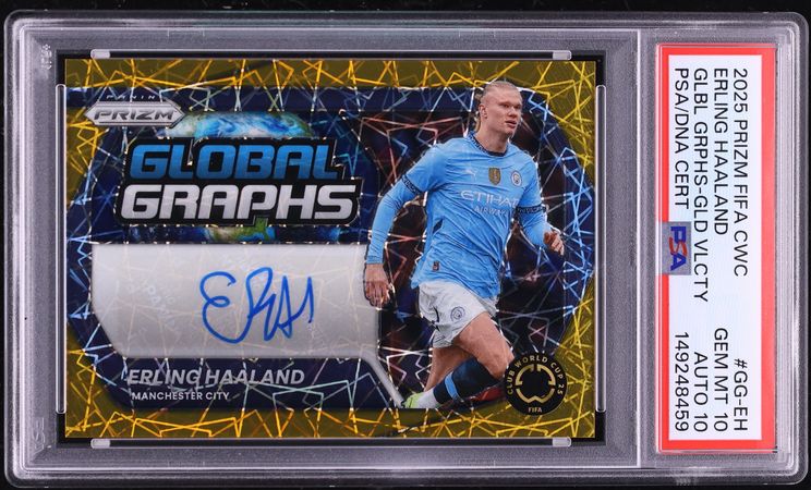 2025 Panini Prizm FIFA World Cup Gold Velocity Erling Haaland AUTO DNA 10 /10 PSA 10 GEM MINT - Photo 1