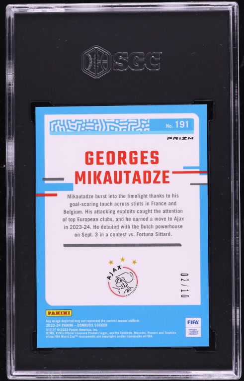 2023 Donruss Optic Gold Prizm Georges Mikautadze ROOKIE /10 #191 SGC 9.5 MINT+ - Photo 2